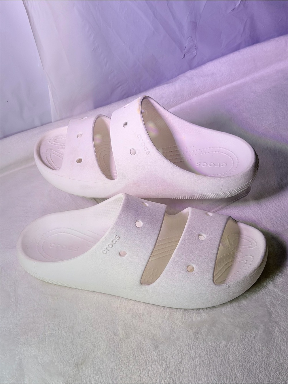 CROCS Classic Dual-Strap White Slide - Picture 3 of 10